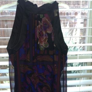 Multiprint short sheer overlay dress